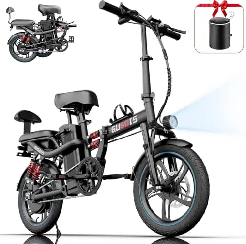 ZABLIZ folding electric bike with fat tires, rear seat, and a basket